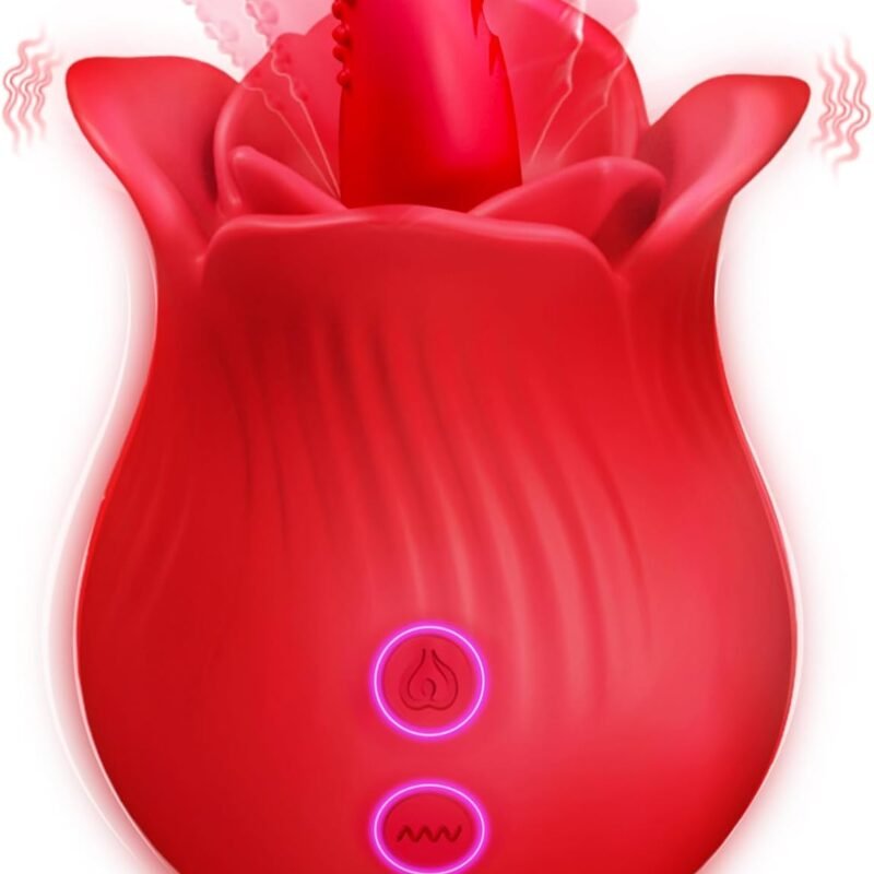 Clitoral Licking Tongue Rose Sex Toy Vibrator Stimulator for Women, Vibrating Rose Adult Women Couples Sex Toys with 10 Modes, Female Mini Clitoris Nipple Vibrator for Woman Her Pleasure