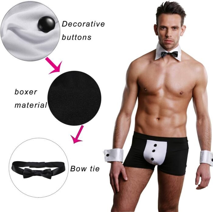 Mens Butler Lingerie Underwear Tuxedo Waiter Server Brief Costume Outfit - Image 4