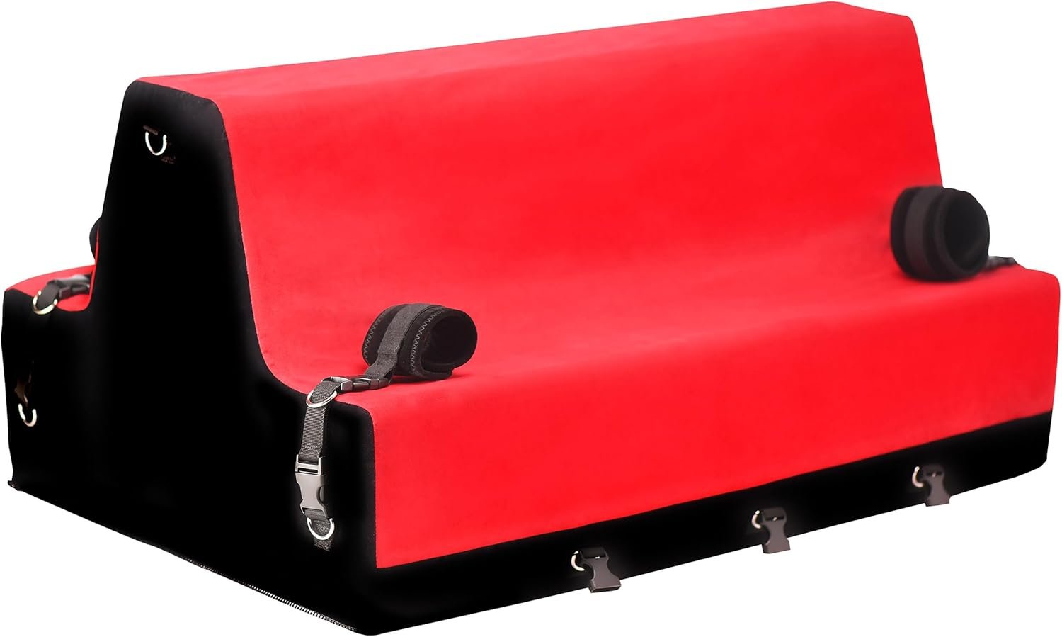 Bedroom Bliss Lover's Bondage Bench for Men, Women & Couples. Great for Sexual Positioning & Deep Penetration. High-Density Foam. Easy to Clean Covers. 11 Piece Set, Red & Black - Image 4