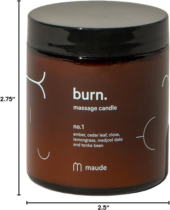 Maude Burn No. 1 - Jojoba Oil Massage Candle with Hydrating, Skin-Softening Soybean Oil - Massage Oil Candle with Notes of Amber, Lemongrass + Tonka Bean - Home + Self Care Gifts for Women & Men(4 oz) - Image 7