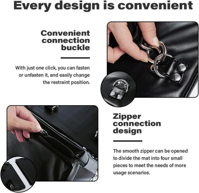 Sex Bondage BDSM Restraints Kit Furniture-PU Leather Fetish Restraints System Portable Collapsible Sex Toys Sex Bed Gear with Wrist and Ankle Handcuffs for Couples Adult - Image 5