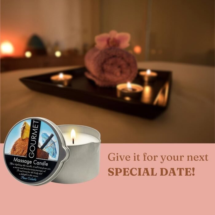 Gourmet Collection Piña Colada Massage Candle for Couples - Moisturizing & Hydrating Skin Care Body Massage Oils Candle - Natural, Vegan (6.76oz) 2344 - Image 6