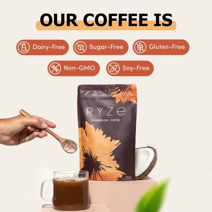 RYZE Mushroom Coffee | 6 Adaptogenic Mushrooms | USDA Organic | Instant Coffee | MCT Oil | USA Grown | Better Energy, Focus, Digestion, Immunity | Cordyceps, Lion’s Mane, Turkey Tail | 30 Servings - Image 6