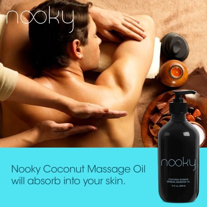 Nooky Massage Oil with Fractionated Coconut Oil for Massaging 16 Ounce (Coconut) - Image 4
