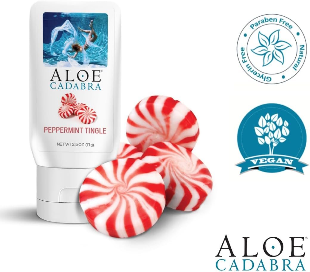 Aloe Cadabra Flavored Personal Lubricant and Vaginal Moisturizer, Organic Edible Aloe Lube for Men, Women and Couples, Non-Staining, pH Balanced, Toy Compatible (Peppermint, 2.5 Ounces, 1 Pack) - Image 3