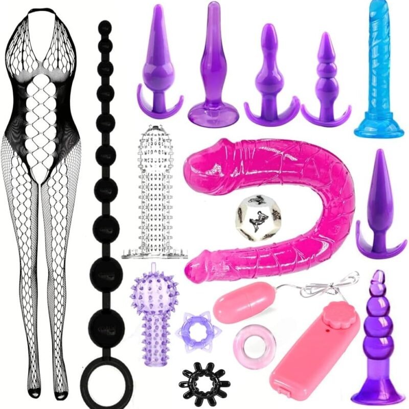 G Spot Dildo Vibrator Anal Plug Beginner Set 17 PCS Butt Plugs Sex Toy Training Kit- G Spot for Beginner Adult Unisex Women and Men Couple