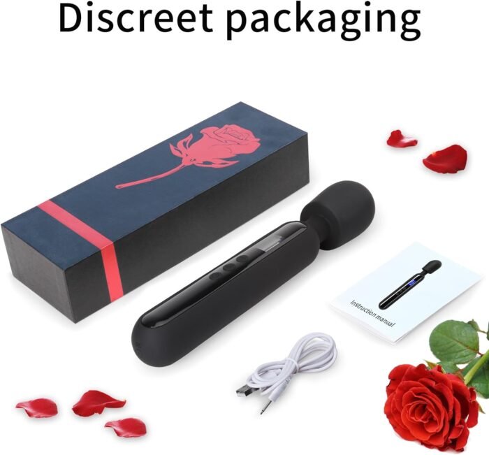 Vibrator Wand Sex Toy Cordless Wand Massager for Clitoral Stimulation, Wand Vibrator G Spot Vibrating Wand for her with LCD Display 10 Patterns & 4 Speeds for Women Female Full-Body Massage (Black) - Image 6