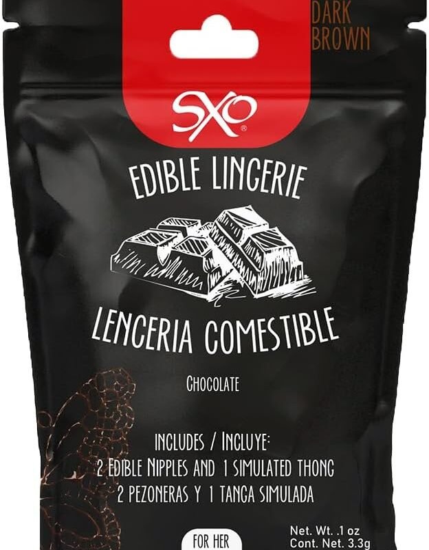 SXO Flavored Edible Lingerie for Couples (Chocolate) -Coordinated 2 Edible Nipples and 1 simulated thong, fashion and erotic gift