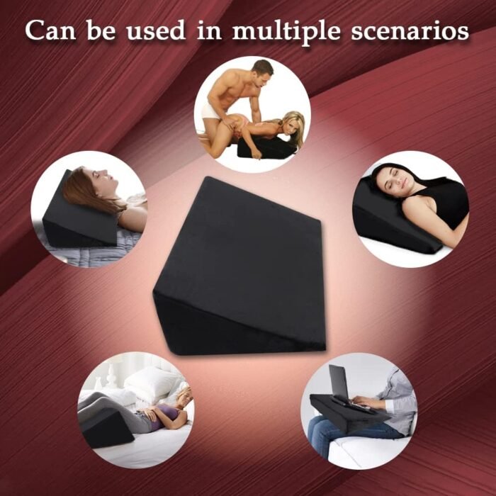 MISSTU Sex Furniture Sex Pillow for Adults Foam Positioning Cushion Sex Toys for Erotic Games Black (18.5 Inch) - Image 4