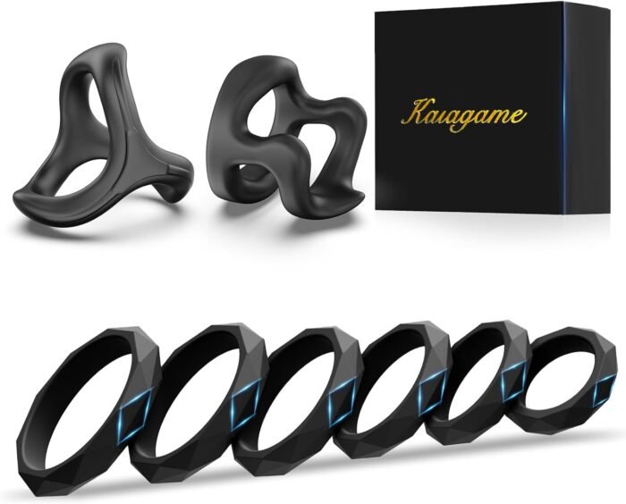 Sex Toys Penis Ring Silicone Cock Rings for Men Erection Sex Silicone, 8 Sizes Cockring Cock Sexual Stimulation Device Ring Pleasure for Men, Adjustable Cock Ring Set Adult Toys Anillo para Pene