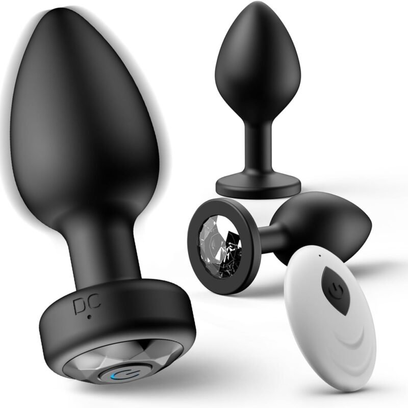 Anal Plug Sex Toys Vibrator- 3PCS Silicone Anal Toys Butt Plug Training Kit with Remote Control 10 Frequency Vibration, Vibrating Anal Plug and Prostate Massager, Adult Sex Toys and Games Black