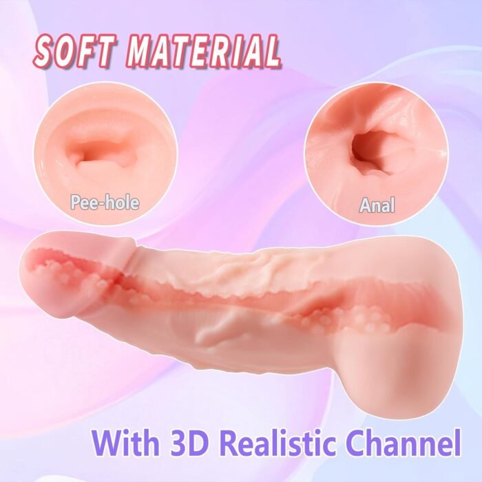 2 in 1 Dildo Gay Sex Toy Male Masturbator with Penetrable Pee-Hole and Anus, Lifelike Dildo Shape Pocket Pussy with Balls and Vein, Sex Doll for Men Gay Couple - Image 5