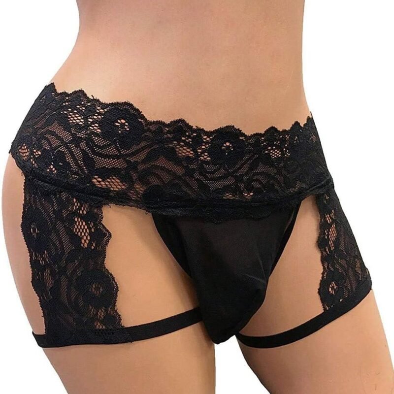 Mens Lace Panties Sexy Underwear Boxer Briefs Pouch Underwear Lingerie for Men Bikini Briefs Sissy Pouch Crossdress Panties