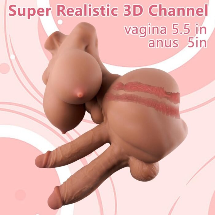 Shemale Sex Doll FUTA Sex Toy Torso Two Dildo Male Masturbator with Flexible Dildo for Women, Big Breasts and Vaginal Anal Trans Sex Doll for Men Transsexual Torso Toys - Image 4