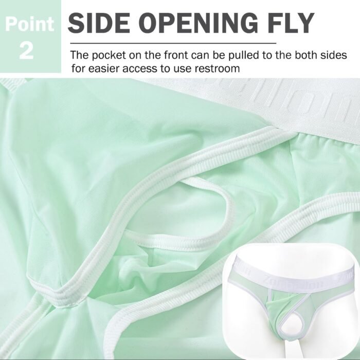 ZONBAILON Men's Briefs Dual Pouch Ice Silk Underwear See Through Thin Breathable Sexy Panties - Image 4