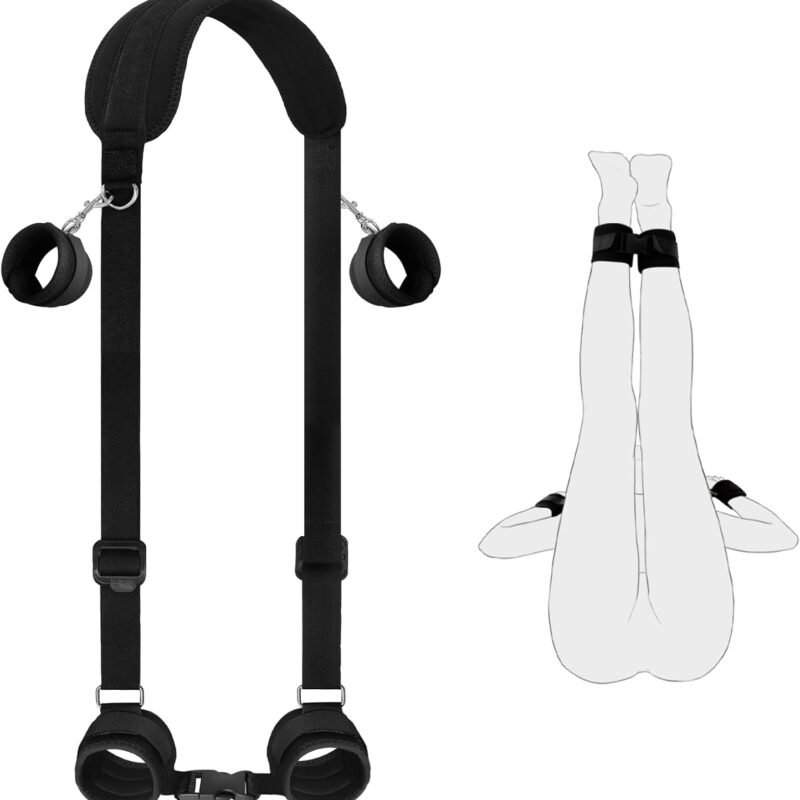 Sex Bondage Restraints BDSM Ankle Restraints Lock Adjustable Neck to Thigh/Ankle Cuffs Sex Straps Bed Restraints Sex Sling Sex Toys Couples Game Play