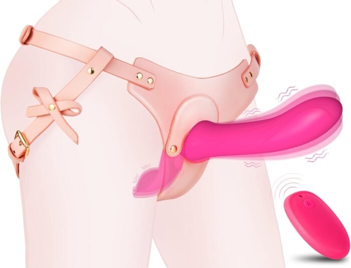 Strap-On Vibrating Dildo Sex Toys - Wearable Harness Strap-On Dildo with 10 Powerful Vibration & G Spot Clitoral Stimulation | Adult Toy & Games for Female Couple and Lesbian Pleasure | Remote Control