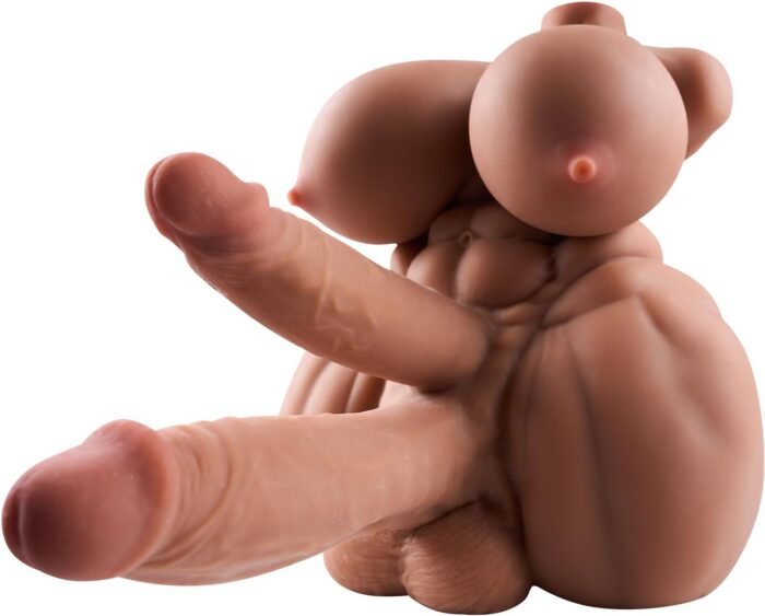 Shemale Sex Doll FUTA Sex Toy Torso Two Dildo Male Masturbator with Flexible Dildo for Women, Big Breasts and Vaginal Anal Trans Sex Doll for Men Transsexual Torso Toys