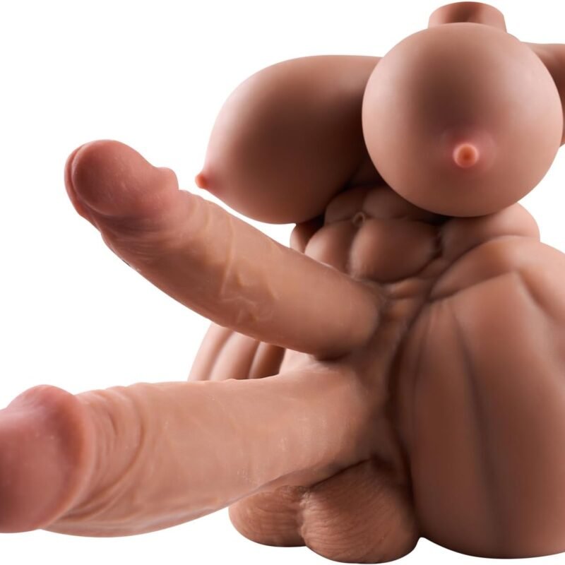 Shemale Sex Doll FUTA Sex Toy Torso Two Dildo Male Masturbator with Flexible Dildo for Women, Big Breasts and Vaginal Anal Trans Sex Doll for Men Transsexual Torso Toys