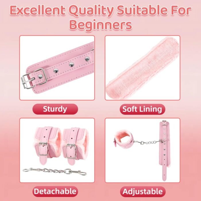 Sex Restraints Handcuffs BDSM Plush Blindfold Sleep Mask Wrist Ankle Cuffs for Couples Bondage Fetish Adjustable - Image 4