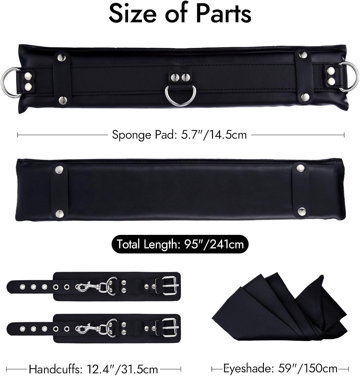 BDSM Sex Bondage Restraint Kits - Utimi Leather Leg Straps Wrist Thigh with Adjustable Back Handcuffs & Blindfold Eye Mask Adult Sex Toys for Men Women and Couple Foreplay Pleasure | Black - Image 5