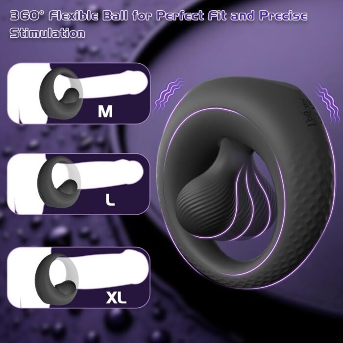 Vibrating Cock Ring with 360° Adjustable Bead Clitoral Stimulator, Pleasure Penis Ring Vibrator Couples Adult Sex Toys for Men Women, LITLLS Soft 8 Vibrations Male Couple Sex Toy Game for Men Erection - Image 4