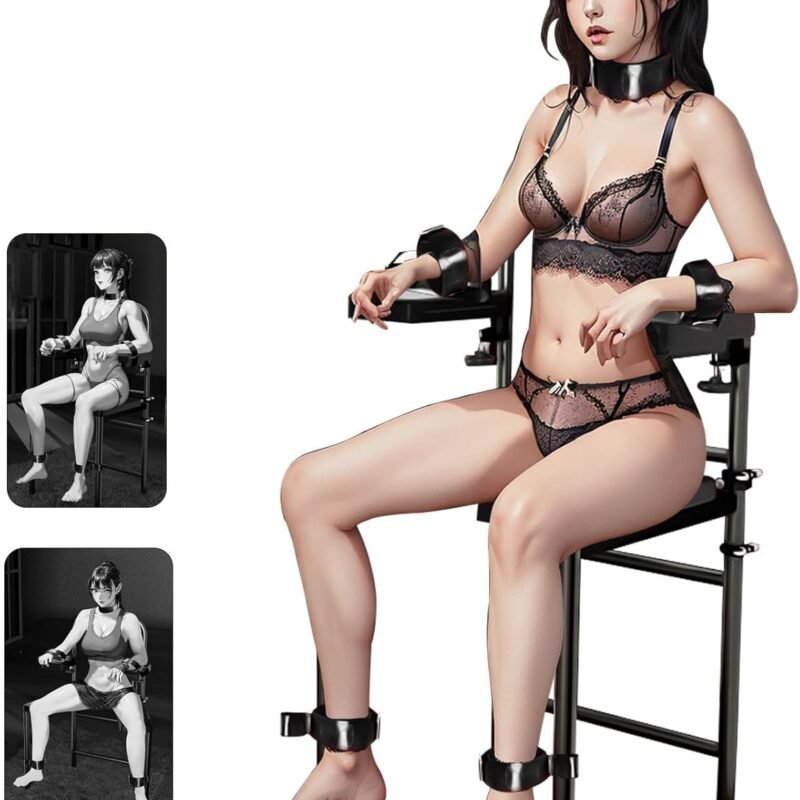 Bondage Furniture, Sex Chair, Sex Bench, BDSM Chair, Adjustable Restraint Wrist Cuffs Included, Ultimate Fully Adjustable Obedience Chair, Novelty BDSM Sex Toy for Adult Game.
