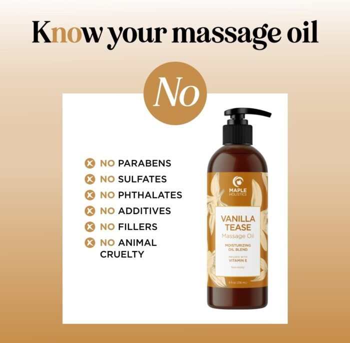 Vanilla Sensual Massage Oil for Couples - Irresistible Full Body Massage Oil for Date Night with Smooth Gliding Coconut and Sweet Almond Oil with Dreamy Vanilla Scent - Non GMO Gluten Free and Vegan - Image 7