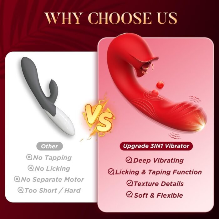 Vibrator Dildo Adult Sex Toys with Clitoral Licking, 3IN1 Couples Vibrator Womens Sex Toys with 7 Vibrating & 7 Licking & 10 Pulsating Modes, U-Shape G Spot Vibrator Female Sex Toys for Couples - Image 2