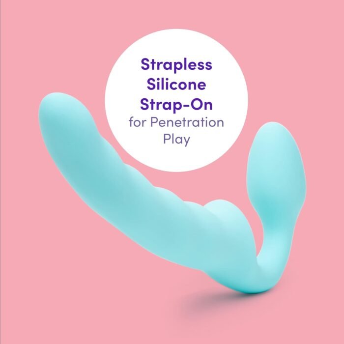 Lovehoney Strapless Strap On Dildo - Flexible 7 Inch Dildo for Women - Curved Rippled Shaft for G-Spot Stimulation - Soft to Touch Silicone Adult Sex Toy - Waterproof - Aqua - Image 2