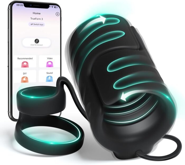Male Sex Toys for Men Vibrator, 9 Vibrating Stretchy Male Masturbator with 2 Cock Penis Ring, APP & Remote Control, Penis Trainer Sex Machine Vibrators for Men Couple, Adult Sex Toys & Games Stroker