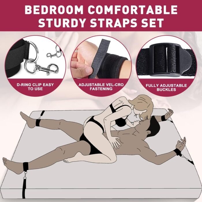 Sex Toys Bondage BDSM Restraints, Couples Sex Toys Bondage Restraints BDSM Kit, 75'' Adjustable Bed Restraints Sex Straps Set with Handcuffs Blindfold Tickler, Couple Adult Toys - Image 2