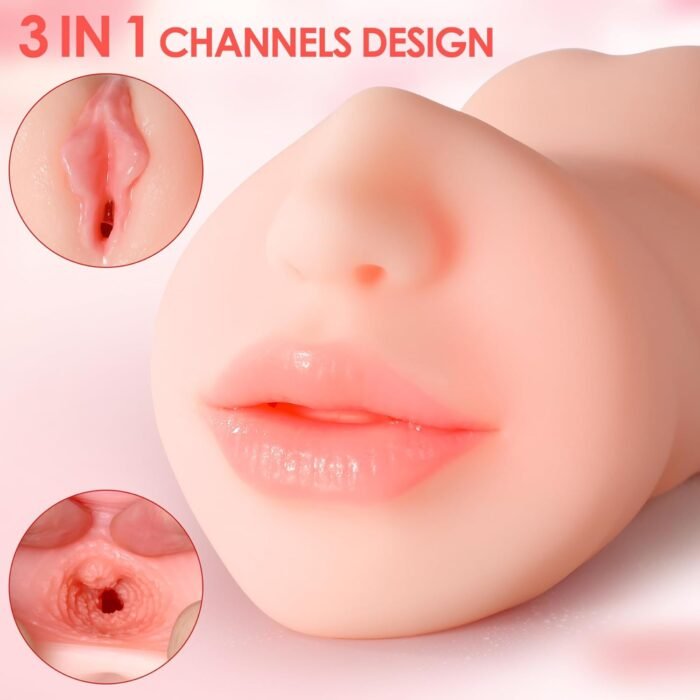 ZEMALIA 3 in 1 Male Masturbator Adult Sex Toys, 3D Textured with Sexy Mouth Realistic Vagina Tight Anus, Mens Stroker Sex Doll for Man Masturbation - Image 2