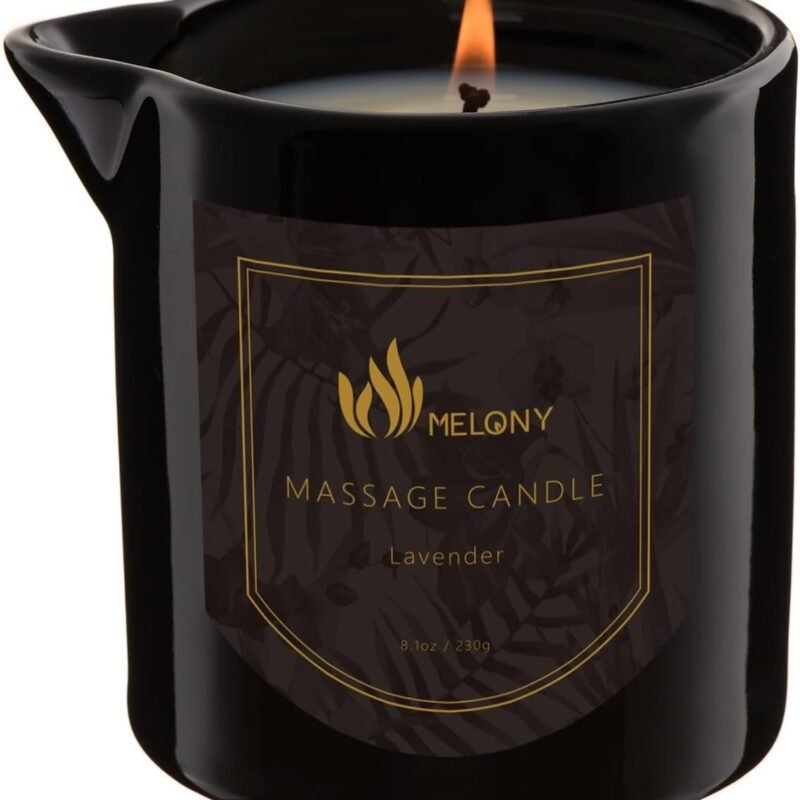 MELONY Massage Oil Candle for Pure Relaxation- 8.1 oz- Moisturizing Essential Oil Body Massage Candle for Home Spa- Amazing Gift for Women & Men (Lavender)