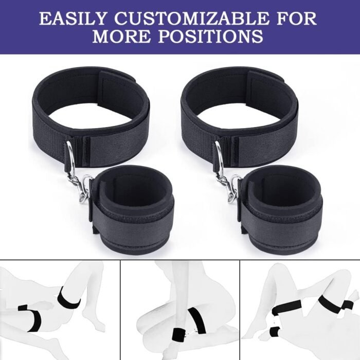BDSM Bondage Sex Toys Restraints, Couples Sex Toy Handcuffs Adjustable Sex Cuffs Sex Restraints Straps Wrist-to-Thigh, Restraint Set Adult Sex Toys for Couple - Image 6