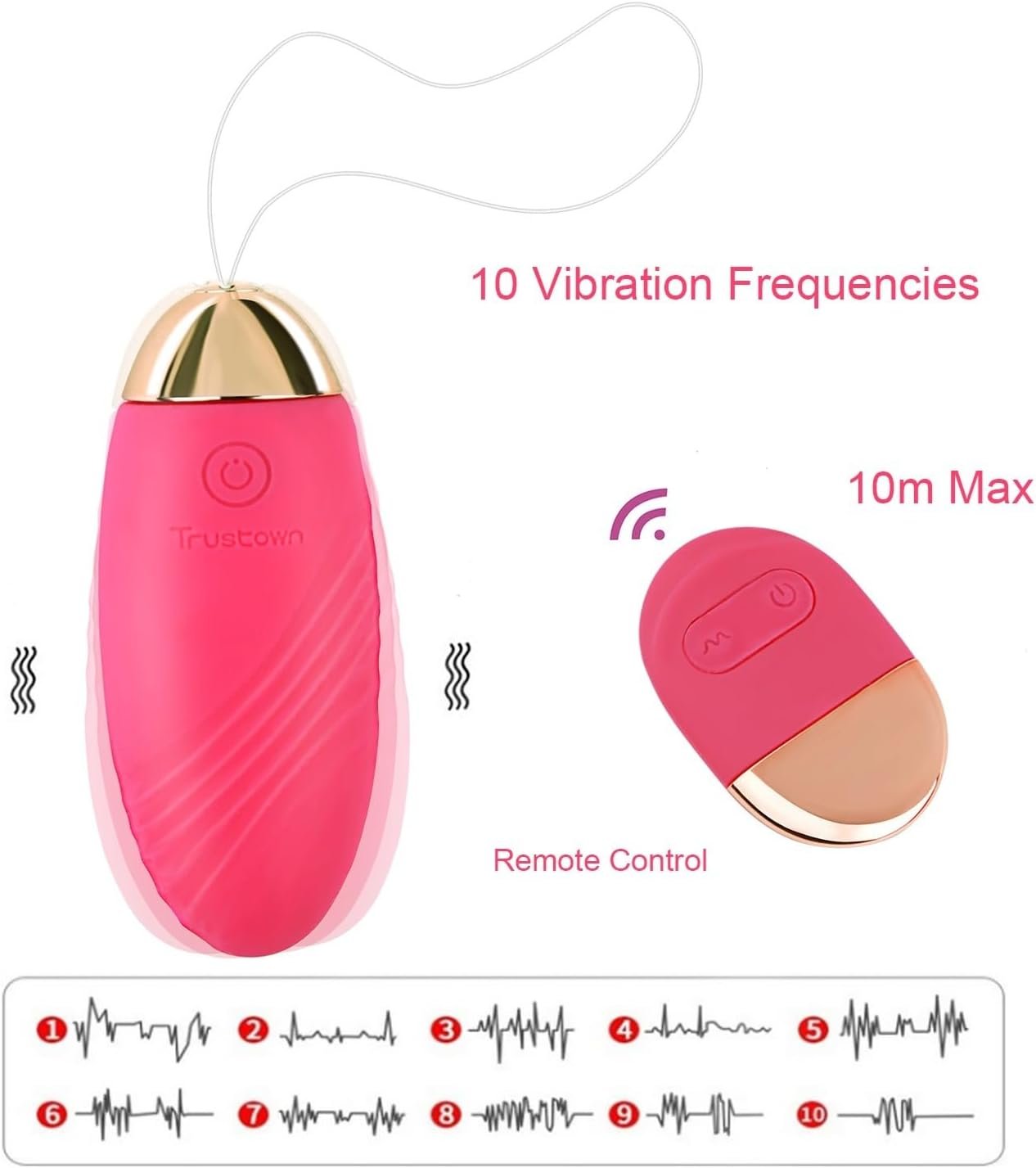 Bullet Vibrator Remote Control Trustown Egg Vibrator for G spot Clit Stimulation Soft Silicone Wearable Rechargeable Waterproof 10 Vibration Modes Adult Sex Toy for Women and Couples - Image 2