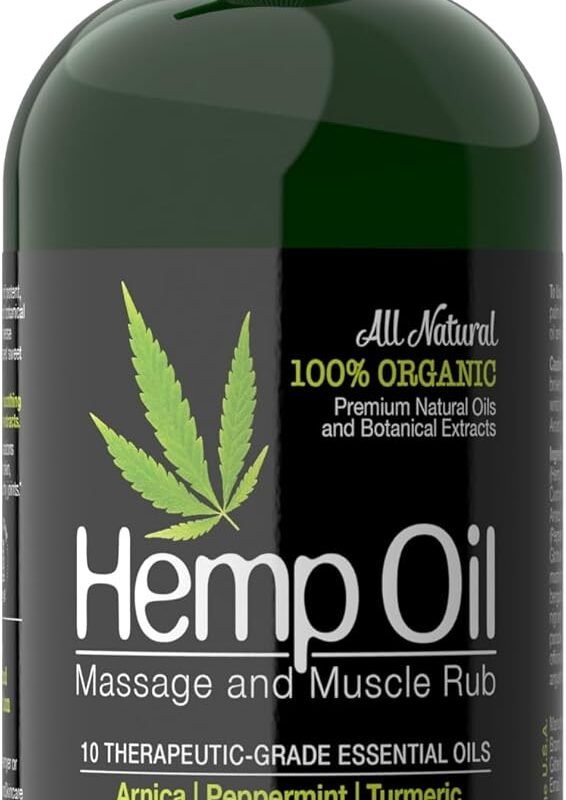 Skinsations – Hemp Massage Oil & Sore Muscle Rub | 100% Organic, 10 Essential Oils for Natural Relief, Arnica, Turmeric, Peppermint, Lavender in a Sweet Almond Oil and Hemp Seed Oil Base