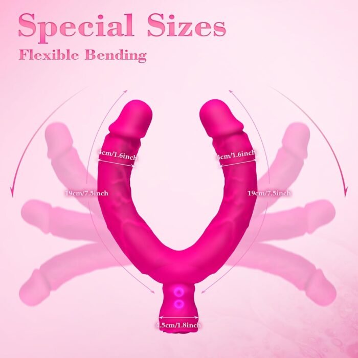 Double Dildo Lesbian Sex Toys, 15.75" Lesbian Dildo Double Ended Sided Headed Dildo & Anal Dildo with 10 Vibrating Modes, Long Dildo Strapless Dildo Rose Women Couple Gay Sex Toys - Image 6