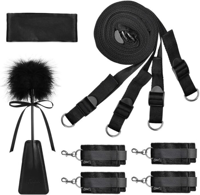 Sex Bondage BDSM Kit UTIMI Restraints Set Sex Toys with Hand Cuffs Ankle Cuff Bondage Collection & Blindfold & Tickler Included - Image 5