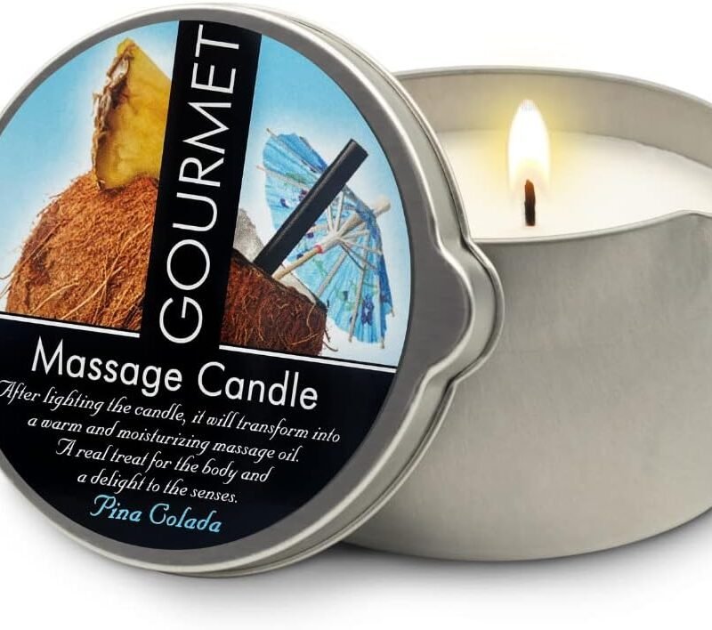 Gourmet Collection Piña Colada Massage Candle for Couples - Moisturizing & Hydrating Skin Care Body Massage Oils Candle - Natural, Vegan (6.76oz) 2344