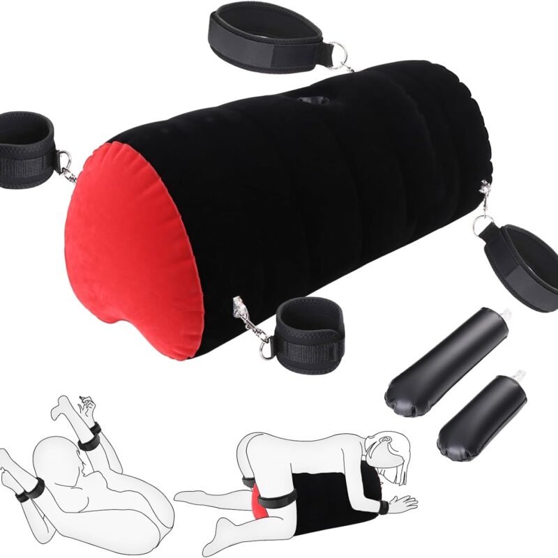 Dildo Mount Sex Position Pillow Couples Sex Toys - Bondage Kit with Adjustable Wrist & Thigh Cuffs, Sex Furniture for Bedroom - Sex Body Positioner - Sex Toys for Couple Beginner Sm Game Play