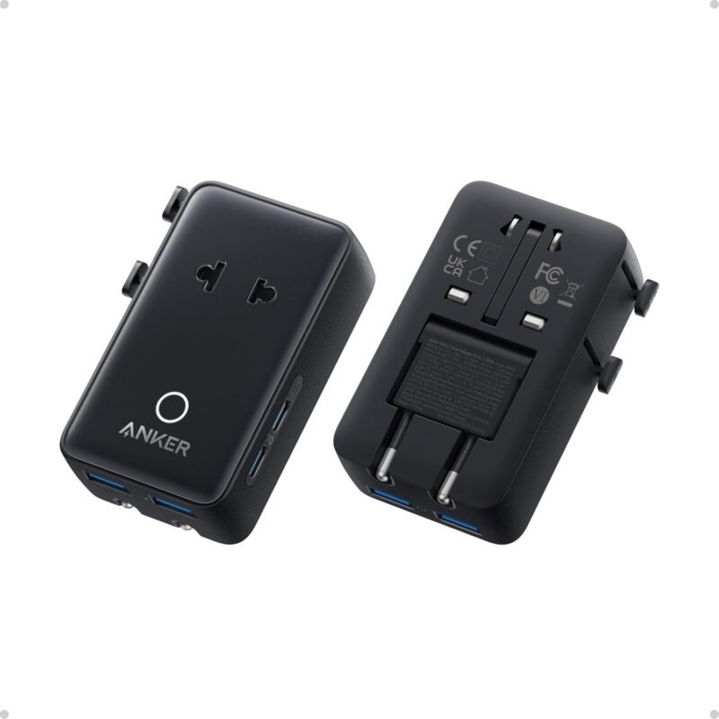 Anker Nano Travel Adapter, USB Plug 5-Port Power Adapter with 1 AC, 2 USB-A, and 2 USB-C Ports, Smart Temperature Control, Compatible with Over 200 Countries, Ideal for Travel (1-Pack)