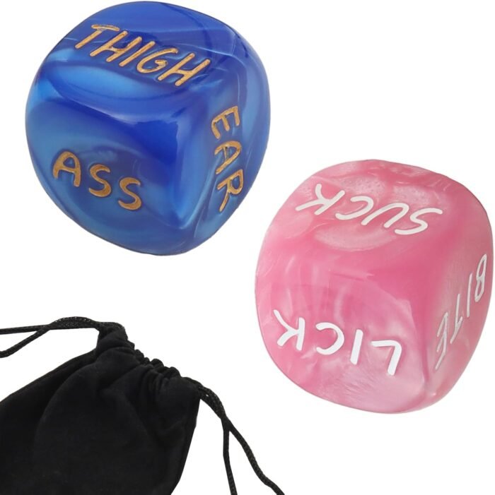 Romantic Naughty Dice Set for Adults Couple Funny Dice Couples Game for Anniversary Valentines Day Wedding Gift,Couple Game Choices,36 Ways to Play (Pink+Blue)