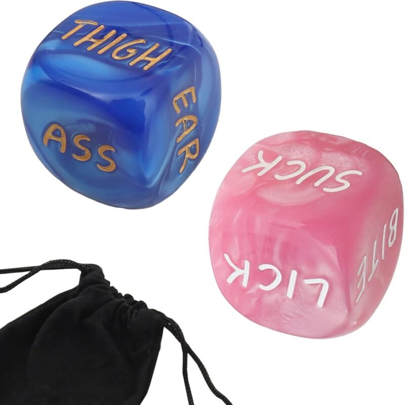 Romantic Naughty Dice Set for Adults Couple Funny Dice Couples Game for Anniversary Valentines Day Wedding Gift,Couple Game Choices,36 Ways to Play (Pink+Blue)