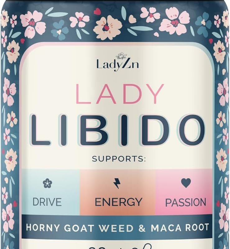 Lady Libido Mood Desire & Energy Pills with Hornygoatweed & Maca Root | Female Libido Booster for Women | Natural Supplement to Increase Drive & Passion, Relieve Stress & Boost Enjoyment - 60 Capsules