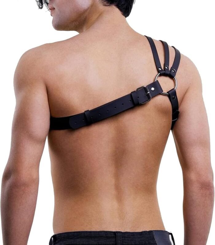 Men's Body Chest Harness Belt, Faux Leather Gothic Punk Adjustable Chest Harness Strap Belt for Men Gay Masquerade Party Cosplay Costume Bar Nightclub Club Fetish Clubwear BDSM SM Bondage - Image 4