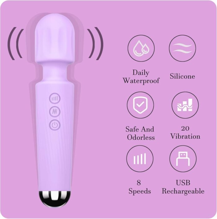 Vibrator Wand, Female Adult Sex Toys, Clit Stimulator,Vibrators for Her,Sex Wand Vibrators Massager,Vibrator Sex Toy Wand,Dildo,8 Speeds & 20 Patterns,Sex Wand Vibrators, Gifts for Women - Violet - Image 6