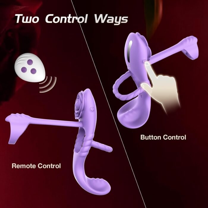 Vibrating Cock Ring Vibrator for Couples, Erection Penis Ring Sex Toys with Rose Clitoral Stimulator, Male Sex Toy with 10 Vibrations for Penis Testicles Stimulation, 4 in 1 Adult Toy for Men Women - Image 6