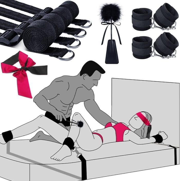 Sex Toys Bondage BDSM Restraints, Couples Sex Toys Bondage Restraints BDSM Kit, 75'' Adjustable Bed Restraints Sex Straps Set with Handcuffs Blindfold Tickler, Couple Adult Toys