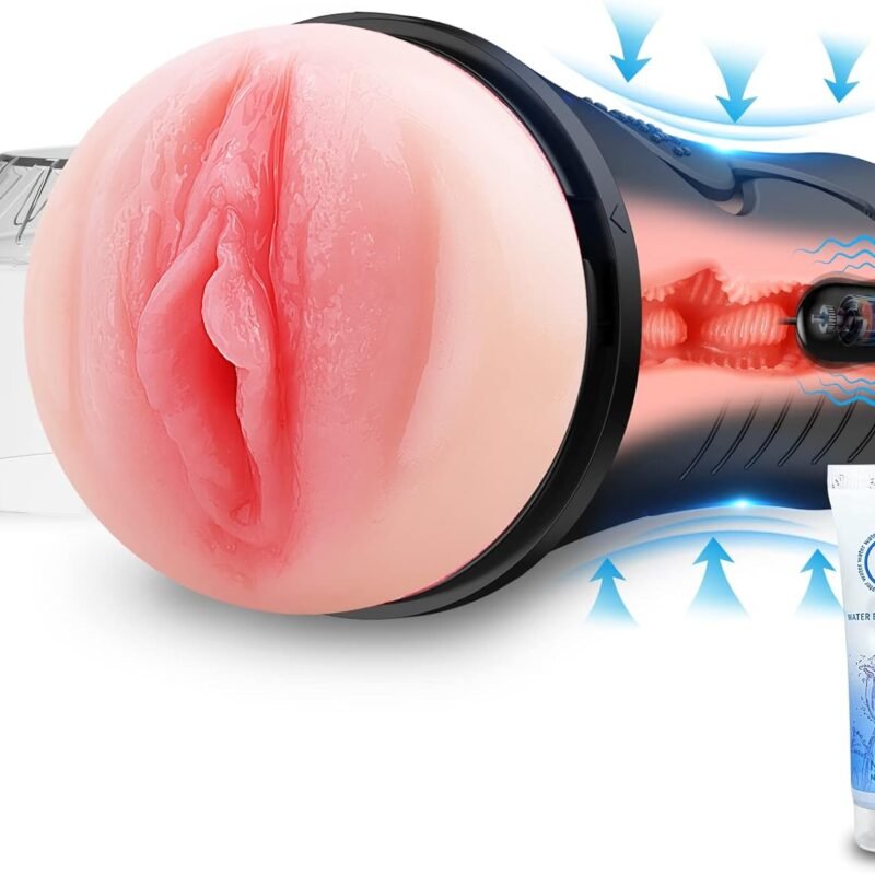 Mens Sex Toys Male Masturbator, Vibrating Masturbator Squeezable Pocket Pussy for Men with 7.5" Depth Lifelike Textured Vagina, Plump and Soft Fleshy Masturbating Stroker Toys, Adult Sex Toys for Men